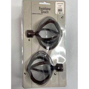 Finishing Touch Crown Finials Curtain Rod End Caps Bronze Set‎ of 2 New Sealed